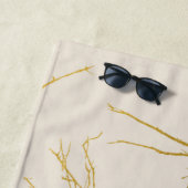 Gold Tree Branches Pattern Beige Background Strandlaken (In situ)