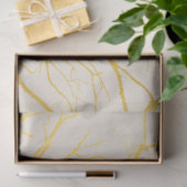 Gold Tree Branches Pattern Beige Background Tissuepapier (Geschenk)