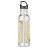 Gold Tree Branches Pattern Beige Monogram Waterfles (Achterkant)