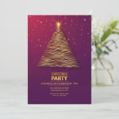 Gold Tree kerstfeest uitnodiging (Staand voorkant)