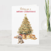 Gold Tree Lhasa Apso Dog Carte de Noël (Devant)