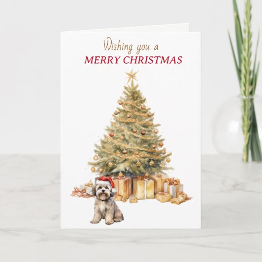 Gold Tree Lhasa Apso Dog Carte de Noël (Devant)