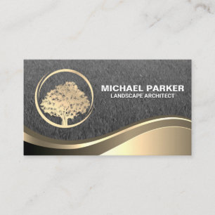 Gold Tree-Logo   Goud Visitekaartje met metalen go