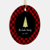 Gold Tree Merry kerstbuffalo Pset Keramisch Ornament (Rechts)