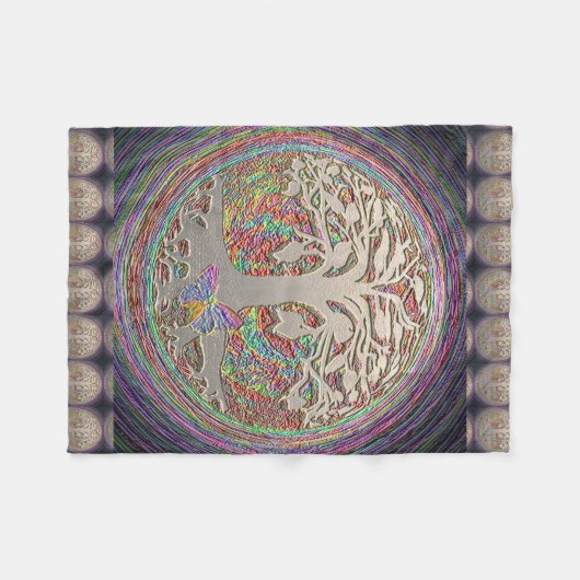 Gold Tree met Butterly Fleece Deken (Voorkant (Horizontaal))