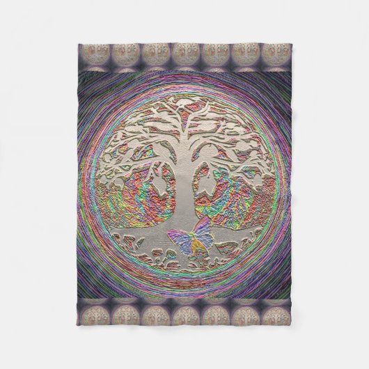 Gold Tree met Butterly Fleece Deken (Voorkant)