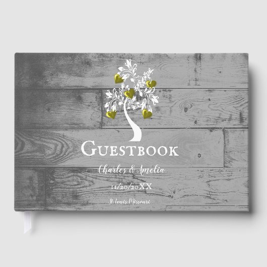 Gold Tree of Hearts Wedding Guestbook Gastenboek (Voorkant)