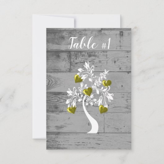 Gold Tree of Hearts Wedding Table Card Kaart (Voorkant)