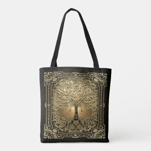Gold Tree of Life Ancient Rustic Draagtas (Achterkant)