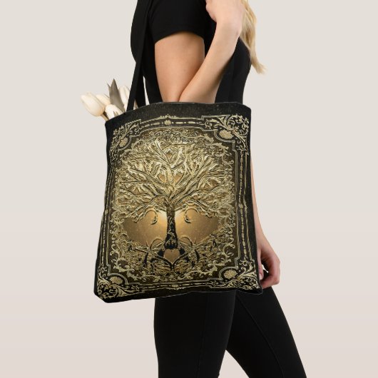 Gold Tree of Life Ancient Rustic Draagtas (Dichtbij)