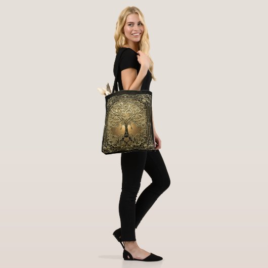 Gold Tree of Life Ancient Rustic Draagtas (Op model)