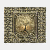 Gold Tree of Life Ancient Rustic Fleece Deken (Voorkant (Horizontaal))