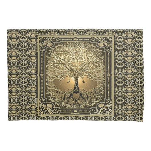 Gold Tree of Life Ancient Rustic Kussensloop (Voorkant)