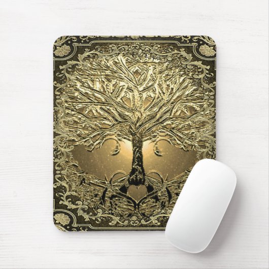 Gold Tree of Life Ancient Rustic Muismat (Met muis)