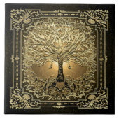 Gold Tree of Life Ancient Rustic Tegeltje (Voorkant)