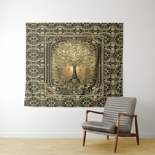 Gold Tree of Life Ancient Rustic Wandkleed (In Situ (horizontaal))