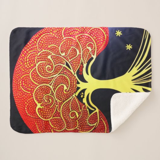 Gold Tree op Navy Background Sherpa Blanket Sherpa Deken (Voorkant (horizontaal))
