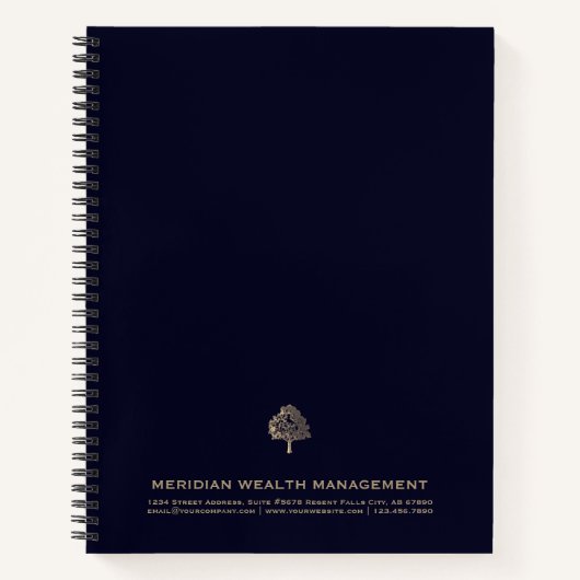 Gold Tree op Navy Blue Financial Planner Notitiebo Notitieboek (Voorkant)