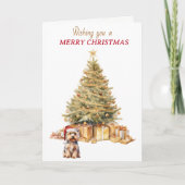 Gold Tree Yorkshire Terrier Dog Carte de Noël (Devant)