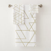 Gold Triangles Chic White Modern Glamour Bad Handdoek (Insitu)