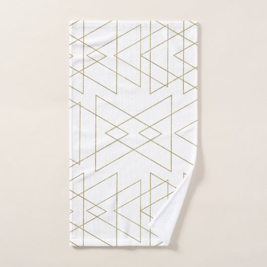 Gold Triangles Chic White Modern Glamour Bad Handdoek (Handdoek)