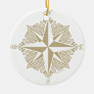 Gold Tribal Compass Roos Keramisch Ornament