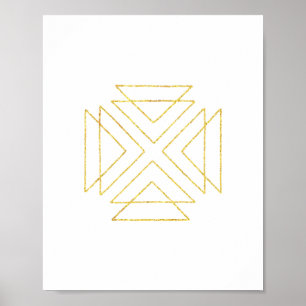 Gold Tribal Triangles Geometrische Muur Kunst Poster