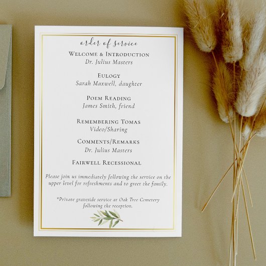 Gold Trimmed Celebration of Life Flat-programma Programma