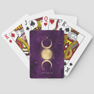 Gold Triple Moon Paars Starry Sky op maat Pokerkaarten