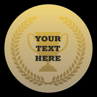 Gold trophy bekroond ronde sticker