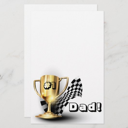 Gold Trophy NUmber One Pap Vaderdag Briefpapier (Voorkant / Achterkant)
