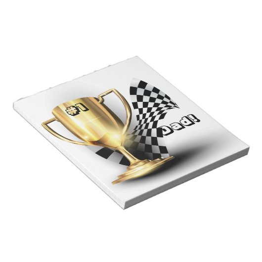 Gold Trophy NUmber One Pap Vaderdag Notitieblok (Schuin)