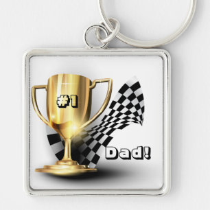 Gold Trophy NUmber One Pap Vaderdag Sleutelhanger