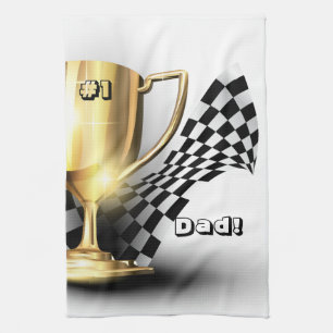 Gold Trophy NUmber One Pap Vaderdag Theedoek