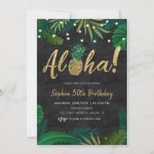 Gold Tropical Aloha Invitation Anniversaire (Devant)