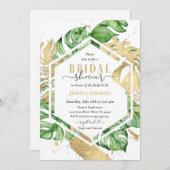 Gold Tropical Bridal Shower Invitation (Devant / Derrière)