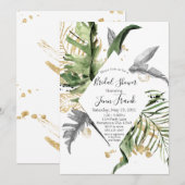 Gold Tropical Floral Bridal Shower Kaart (Voorkant / Achterkant)