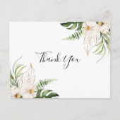 Gold Tropical Foliage Floral Merci Carte postale (Devant)