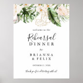Gold Tropical Foliage Rehearings Dinner Welcome Poster (Voorkant)
