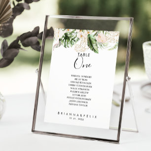 Gold Tropical Foliage Table Number 1 Kaart