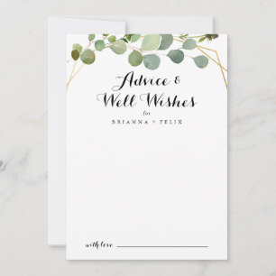 Gold Tropical Green Leaves Wedding Well Wishes Advieskaart