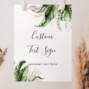 Gold Tropical Greenery Custom Text Sign Poster