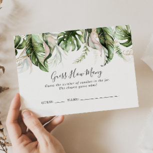 Gold Tropical Greenery Raad hoeveel spel Kaart Visitekaartje