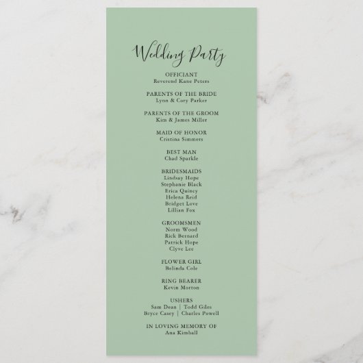 Gold Tropical Greenery Wedding Programme (Dos)