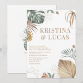 Gold Tropical Oasis Destination Wedding Kaart (Voorkant / Achterkant)