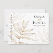 Gold Tropical Palm Photo Enregistrer la carte Date (Devant)