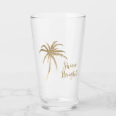 Gold Tropical Palm Tree Shine Bright Glitter Glas (Voorkant)