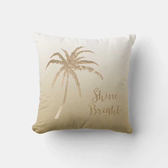  Gold Tropical Palm Tree Shine Bright Glitter  Kussen (Voorkant)