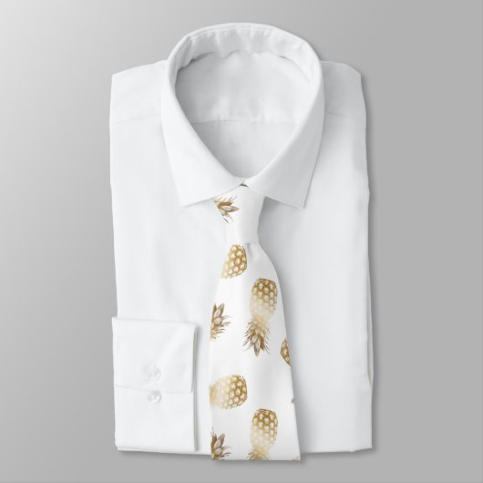 Gold Tropical Pineapple Pattern Aloha Stropdas (Gebonden)