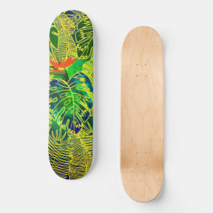 Gold Tropisch Oerwoud Groen laat Waterverf achter Skateboard